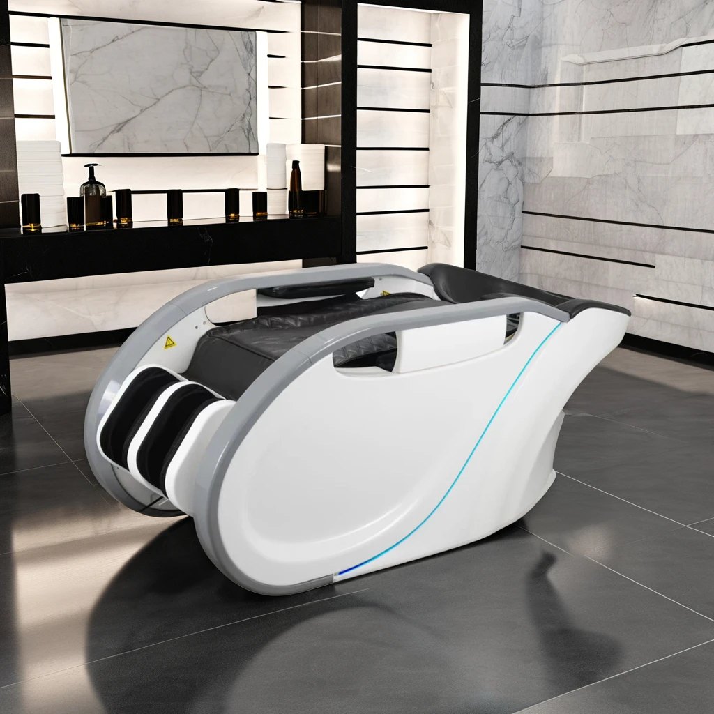 Electric shampoo bed unit in a showroom