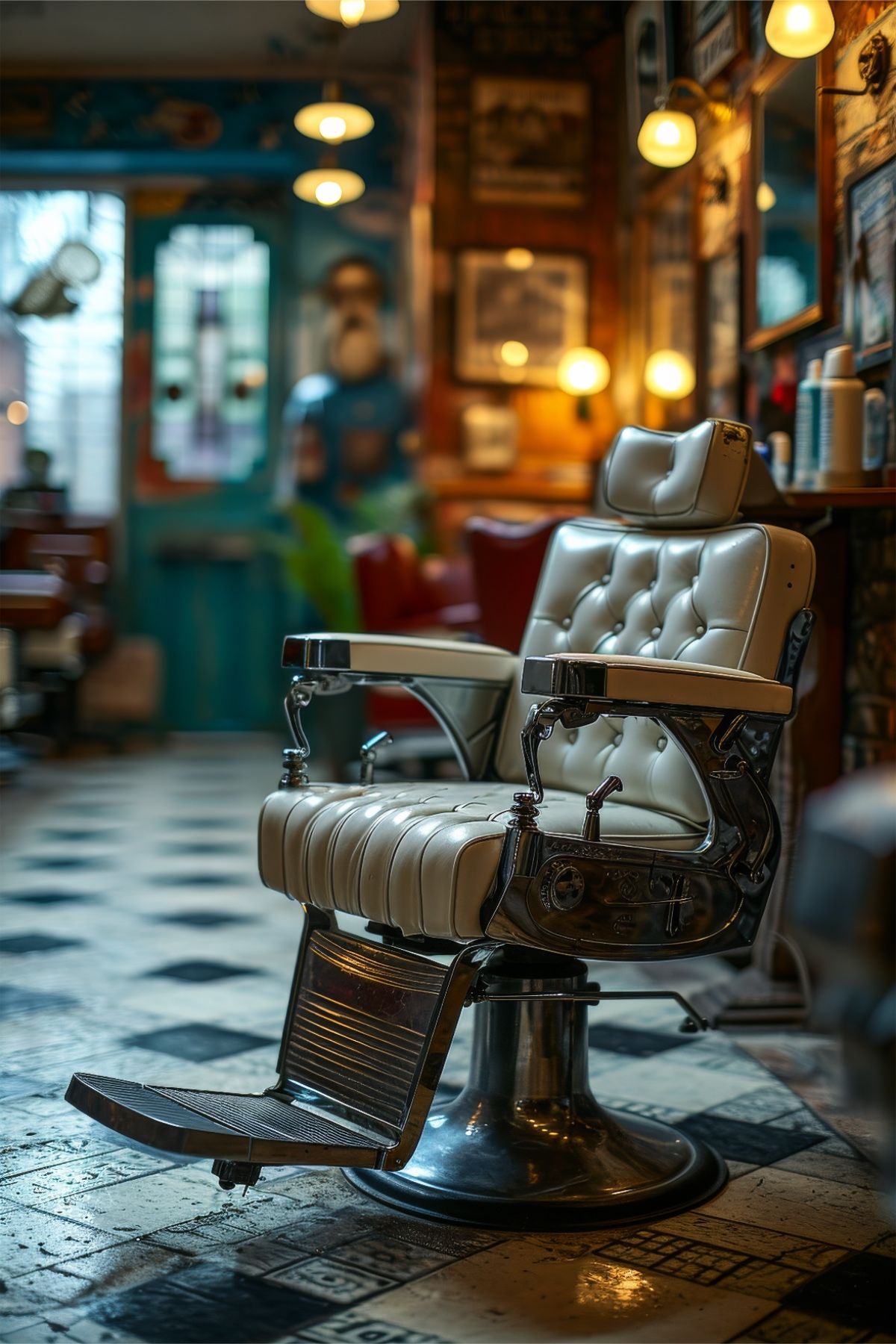 Heritage barber chair in a vintage barbershop interior
